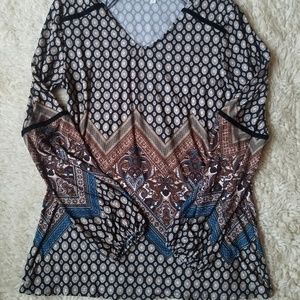 AVA JAMES • Boho Black Velvet Trim Top